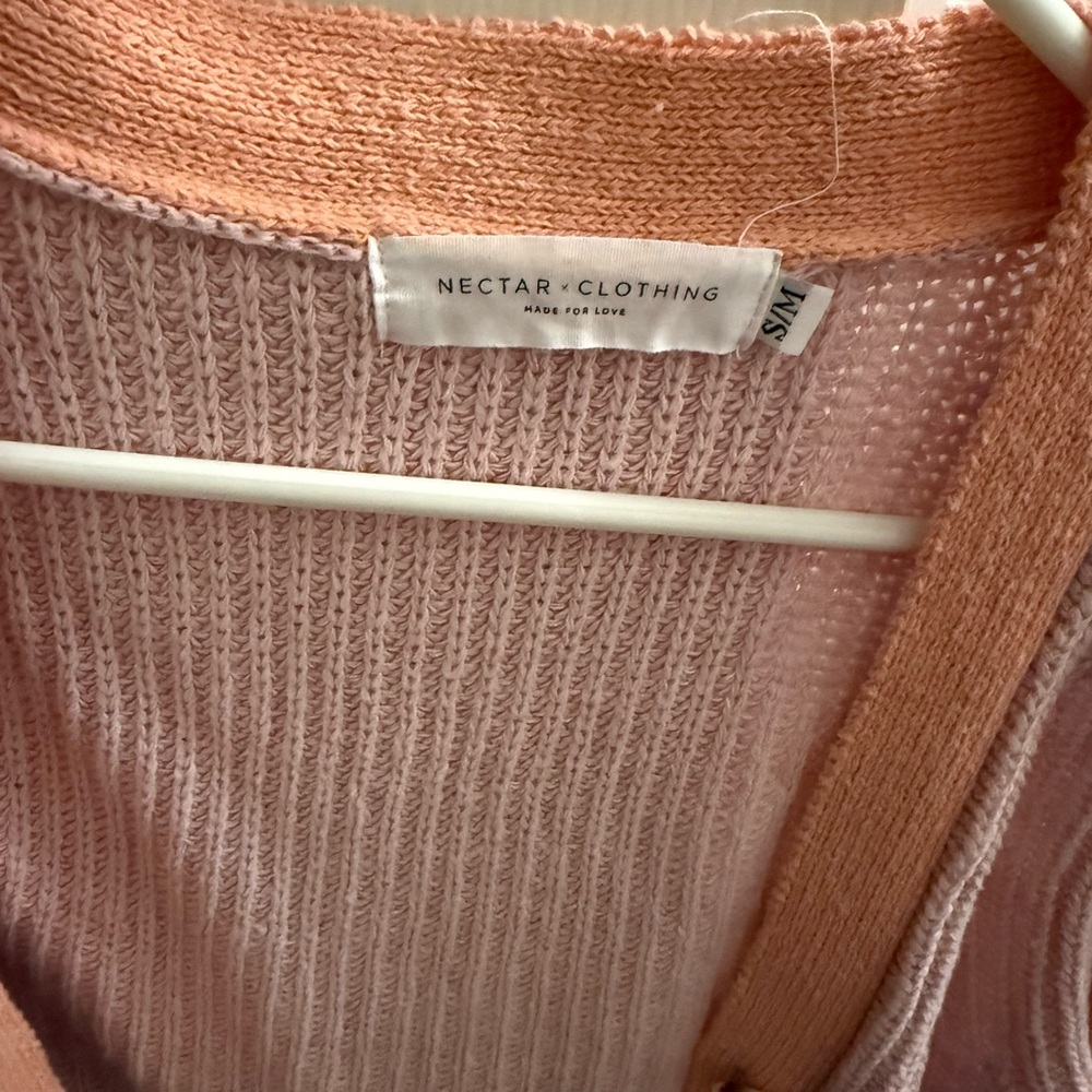 Pink Ribbed Knit Cardigan Sweater